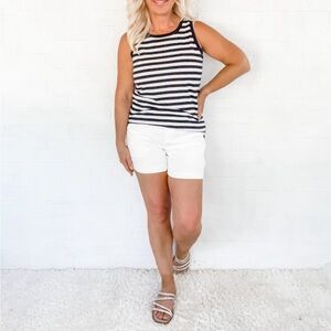 TALBOTS Navy White Striped Tank - SP